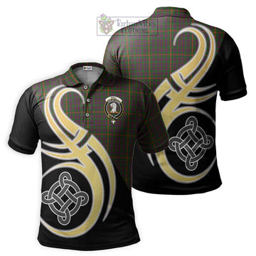 Hall Tartan Polo Shirt with Family Crest and Celtic Symbol Style