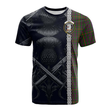 Hall Tartan Cotton T-shirt with Family Crest Cross Sword Thistle Celtic Vibes