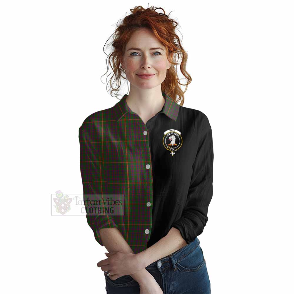 Tartan Vibes Clothing Hall Tartan Women's Casual Shirt with Family Crest and Half Of Me Style