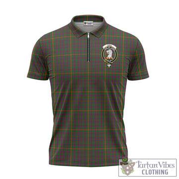 Hall Tartan Zipper Polo Shirt with Family Crest