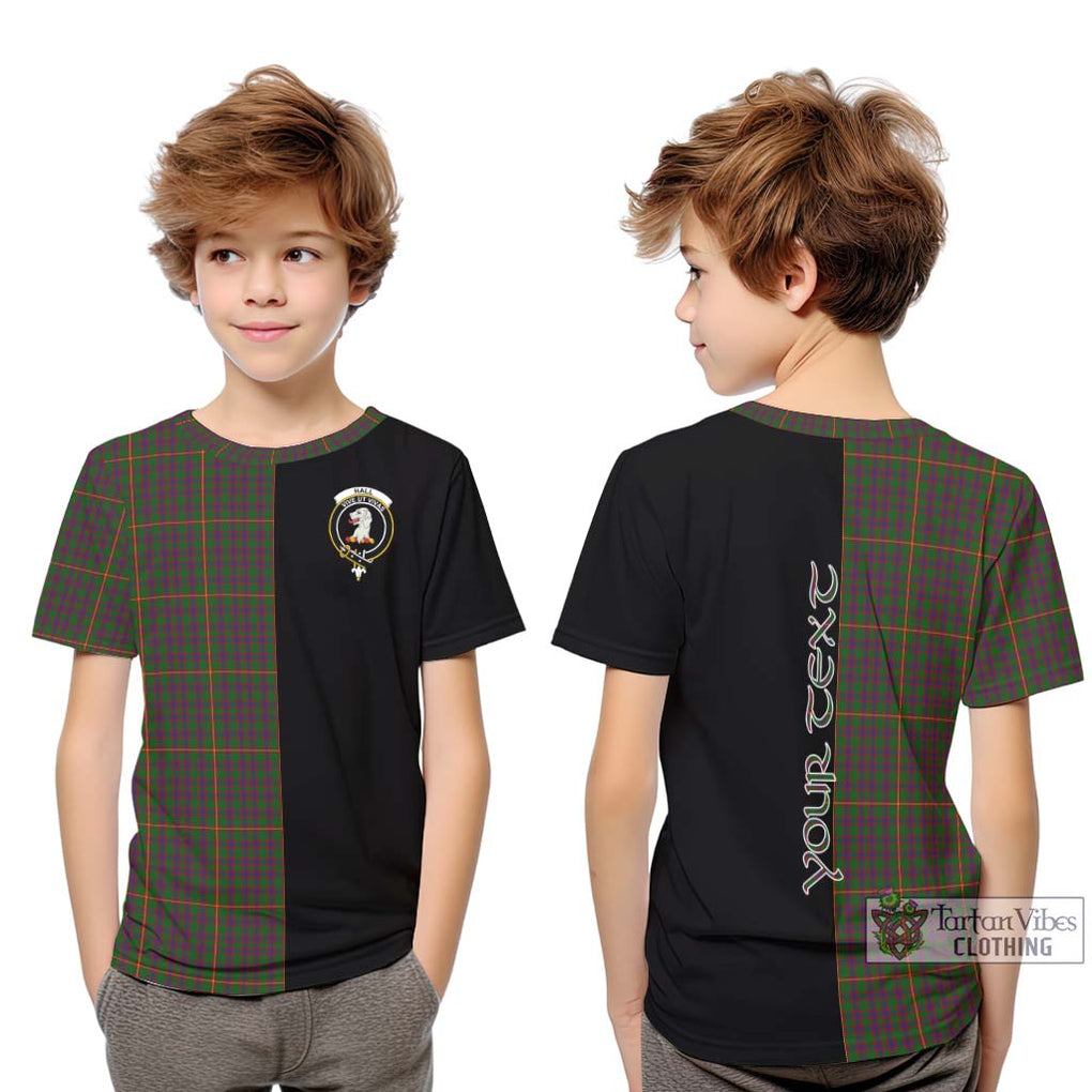 Hall Tartan Kid T-Shirt with Family Crest and Half Of Me Style Youth XL Size14 - Tartanvibesclothing Shop