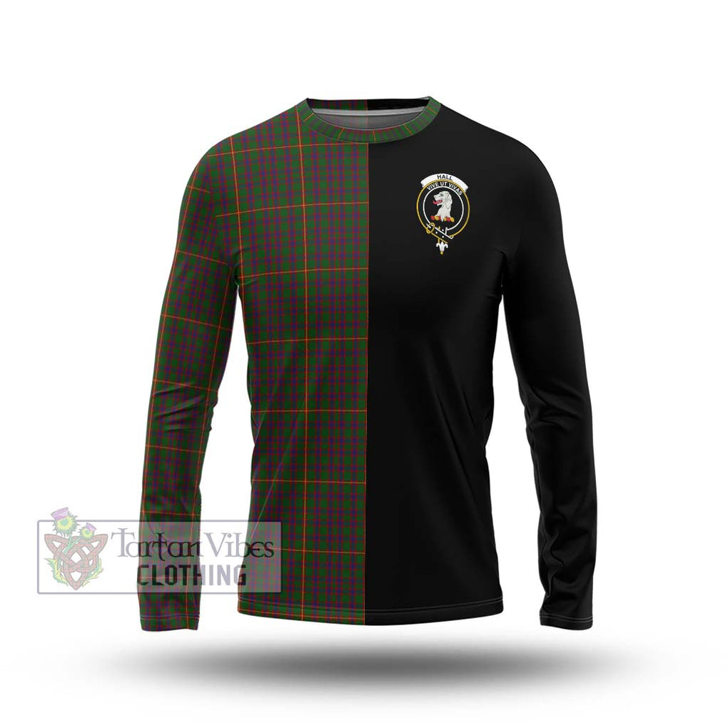 Hall Tartan Long Sleeve T-Shirt with Family Crest and Half Of Me Style Unisex - Tartanvibesclothing Shop