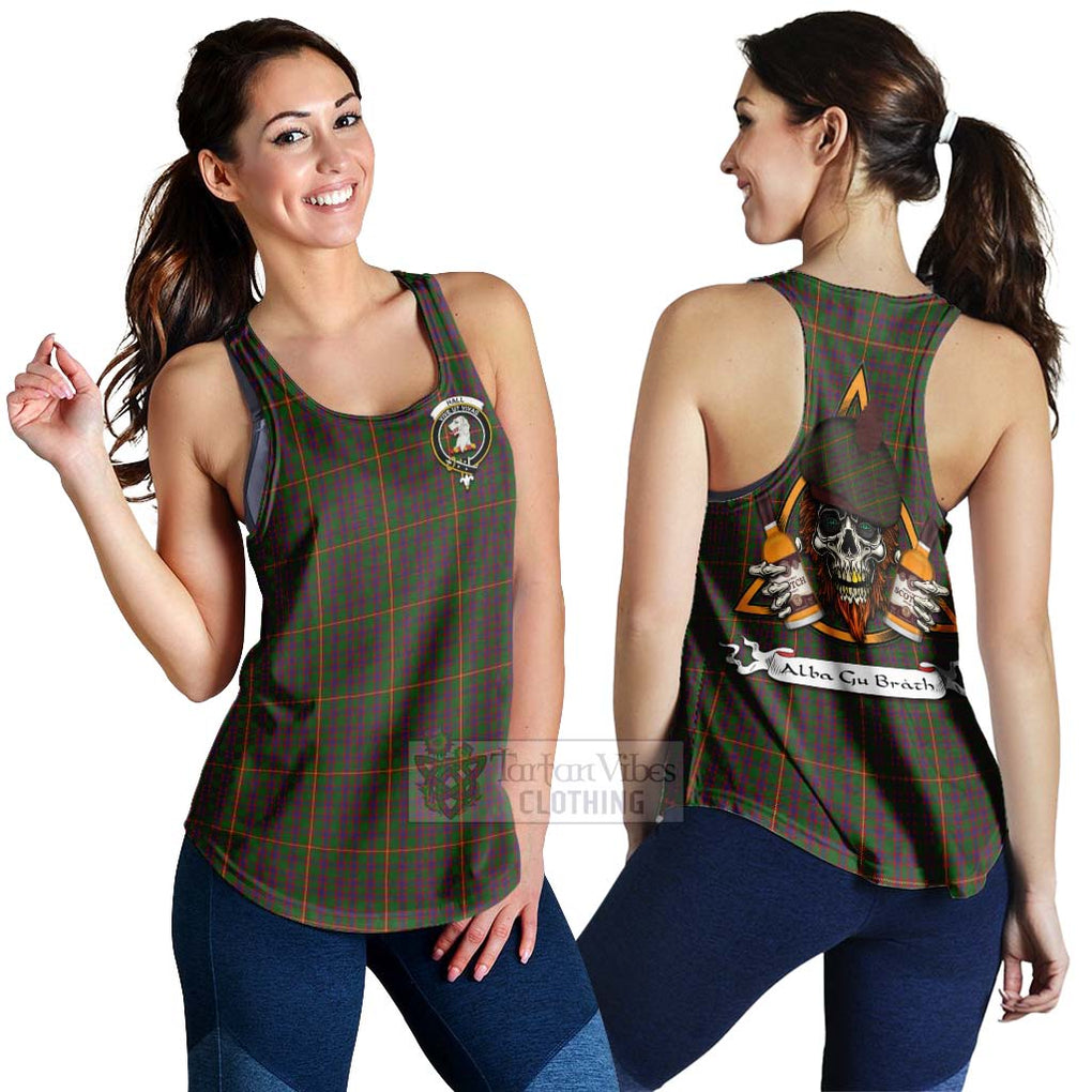 Tartan Vibes Clothing Hall Tartan Women's Racerback Tanks with Family Crest and Bearded Skull Holding Bottles of Whiskey