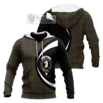 Hall Tartan Knitted Hoodie with Family Crest Circle Style