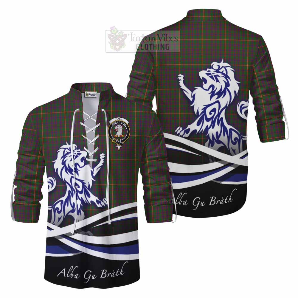 Tartan Vibes Clothing Hall Tartan Ghillie Kilt Shirt with Alba Gu Brath Regal Lion Emblem