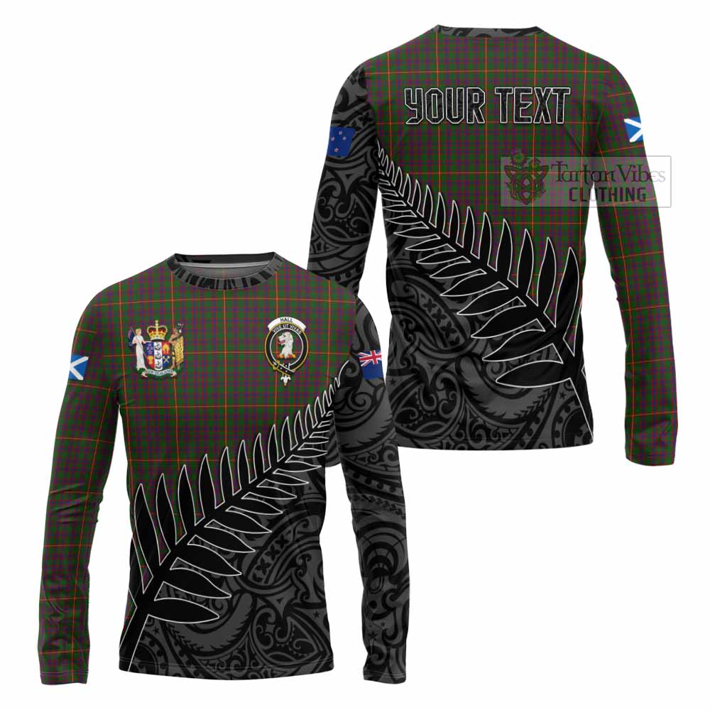 Tartan Vibes Clothing Hall Crest Tartan Long Sleeve T-Shirt with New Zealand Silver Fern Half Style