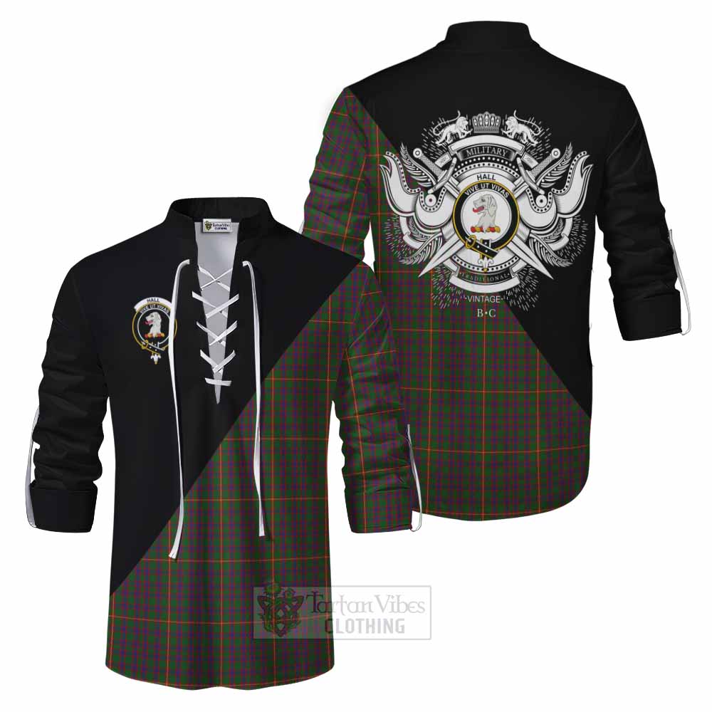 Tartan Vibes Clothing Hall Tartan Ghillie Kilt Shirt with Family Crest and Military Logo Style