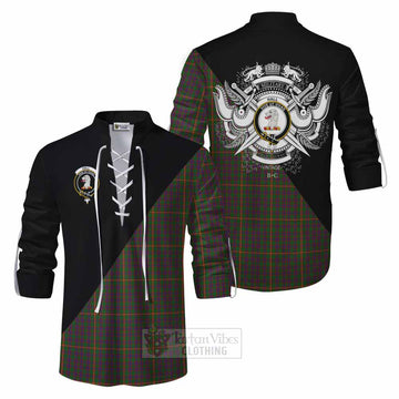 Hall Tartan Ghillie Kilt Shirt with Family Crest and Military Logo Style