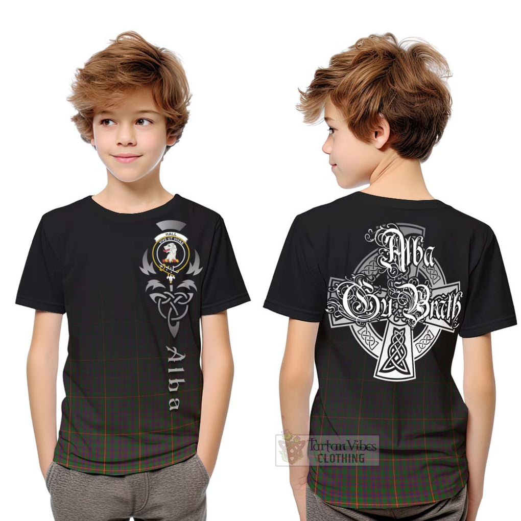 Tartan Vibes Clothing Hall Tartan Kid T-Shirt Featuring Alba Gu Brath Family Crest Celtic Inspired