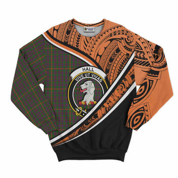 Hall Crest Tartan Sweatshirt with Polynesian Vibes Style - Orange Version