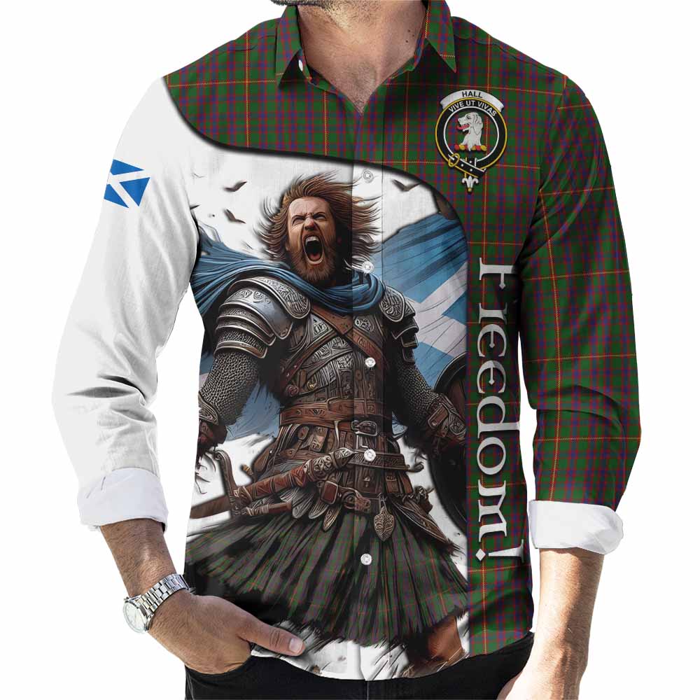 Tartan Vibes Clothing Hall Crest Tartan Long Sleeve Button Shirt Inspired by the Freedom of Scottish Warrior