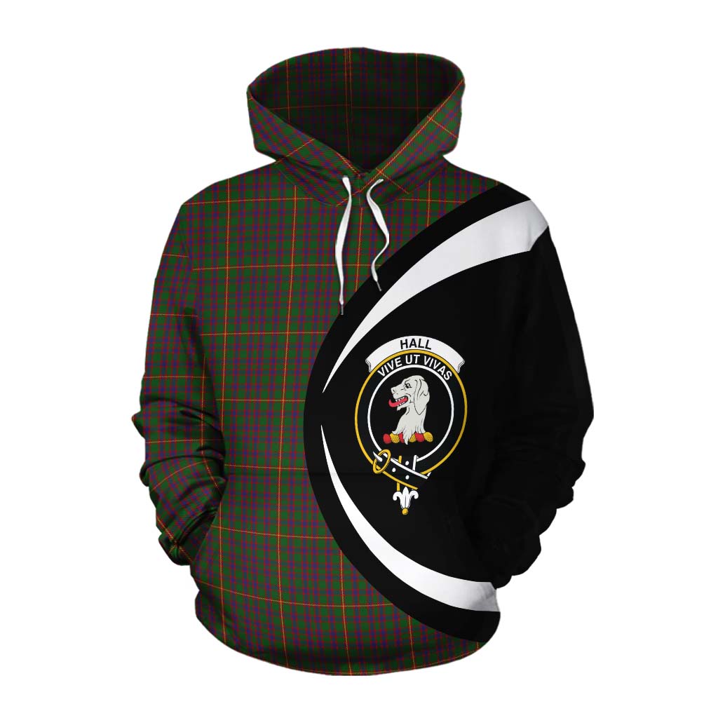 Tartan Vibes Clothing Hall Tartan Cotton Hoodie with Family Crest Circle Style