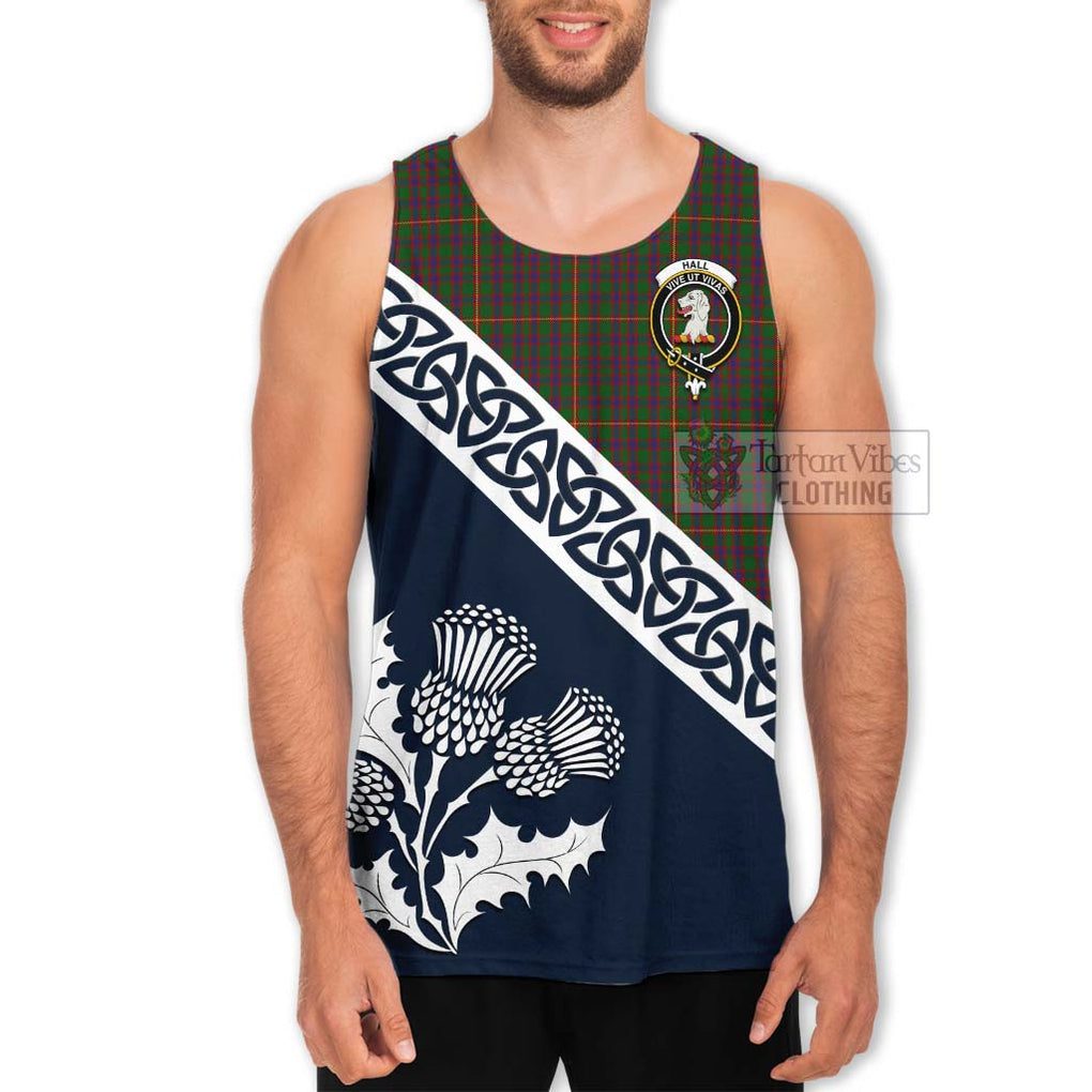 Tartan Vibes Clothing Hall Tartan Men's Tank Top Featuring Thistle and Scotland Map