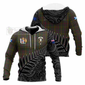 Hall Crest Tartan Knitted Hoodie with New Zealand Silver Fern Half Style