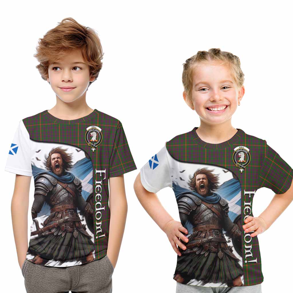 Tartan Vibes Clothing Hall Crest Tartan Kid T-Shirt Inspired by the Freedom of Scottish Warrior