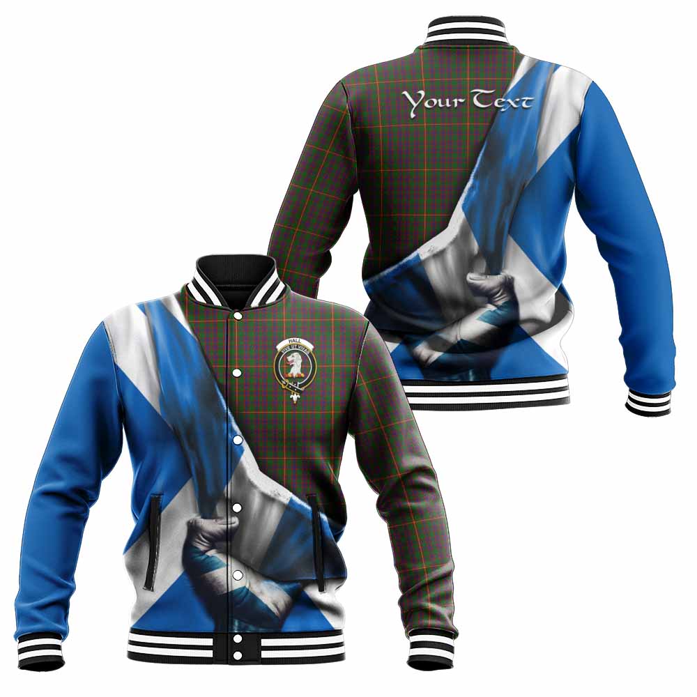 Tartan Vibes Clothing Hall Tartan Baseball Jacket with Family Crest Scotland Patriotic Style