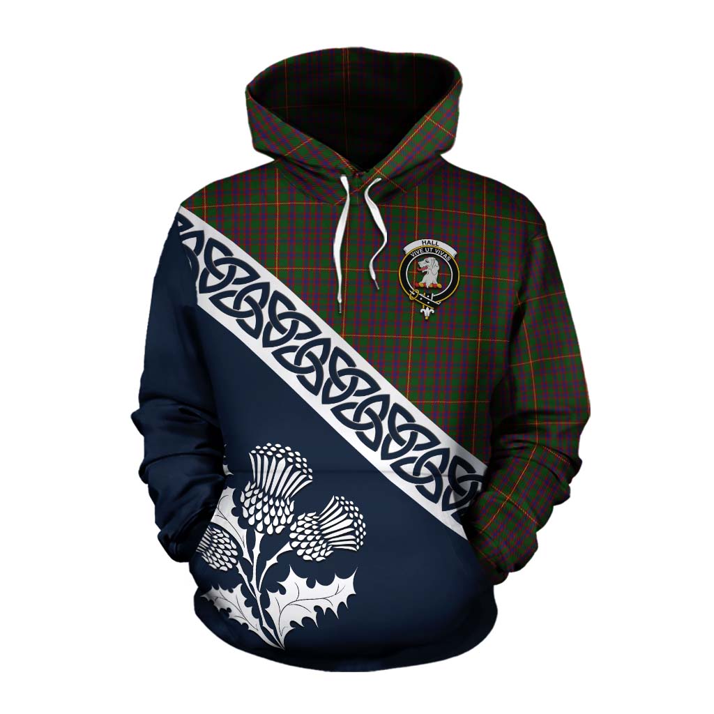 Tartan Vibes Clothing Hall Tartan Cotton Hoodie Featuring Thistle and Scotland Map