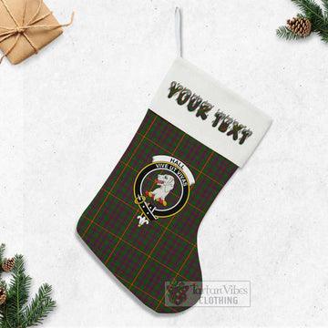 Hall Tartan Family Crest Christmas Stocking with Personalized Text