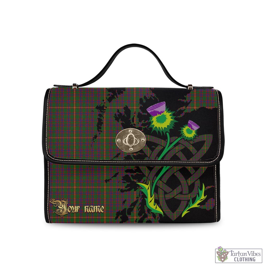 Tartan Vibes Clothing Hall Tartan Waterproof Canvas Bag with Scotland Map and Thistle Celtic Accents