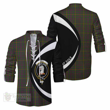 Hall Tartan Ghillie Kilt Shirt with Family Crest Circle Style