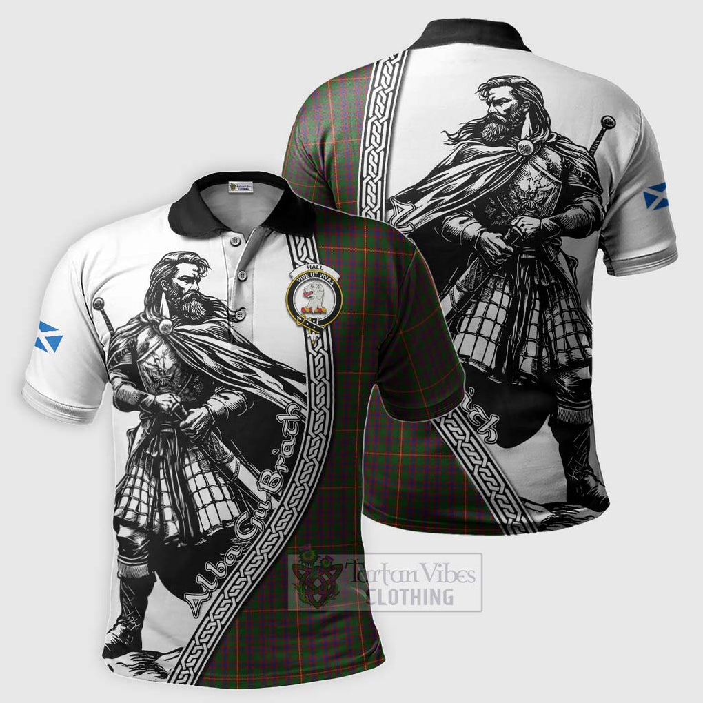 Tartan Vibes Clothing Hall Tartan Clan Crest Polo Shirt with Highlander Warrior Celtic Style