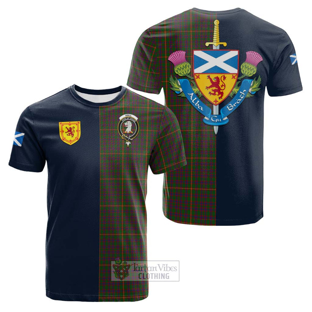 Tartan Vibes Clothing Hall Tartan Cotton T-shirt with Scottish Lion Royal Arm Half Style