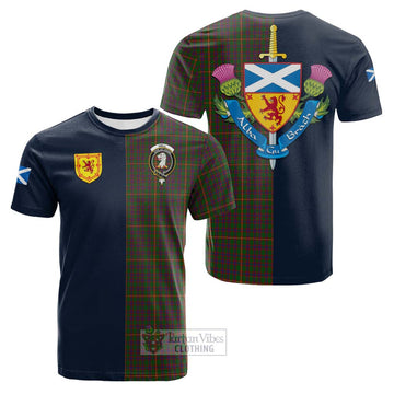 Hall Tartan Cotton T-shirt Alba with Scottish Lion Royal Arm Half Style