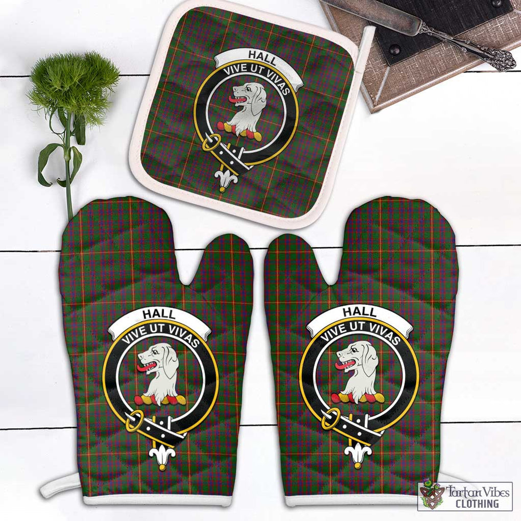 Hall Tartan Combo Oven Mitt & Pot-Holder with Family Crest Combo 1 Oven Mitt & 1 Pot-Holder White - Tartan Vibes Clothing