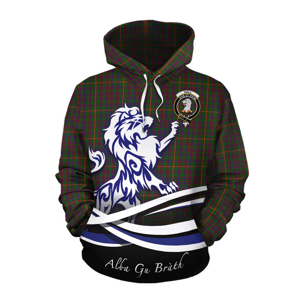 Tartan Vibes Clothing Hall Tartan Cotton Hoodie with Alba Gu Brath Regal Lion Emblem