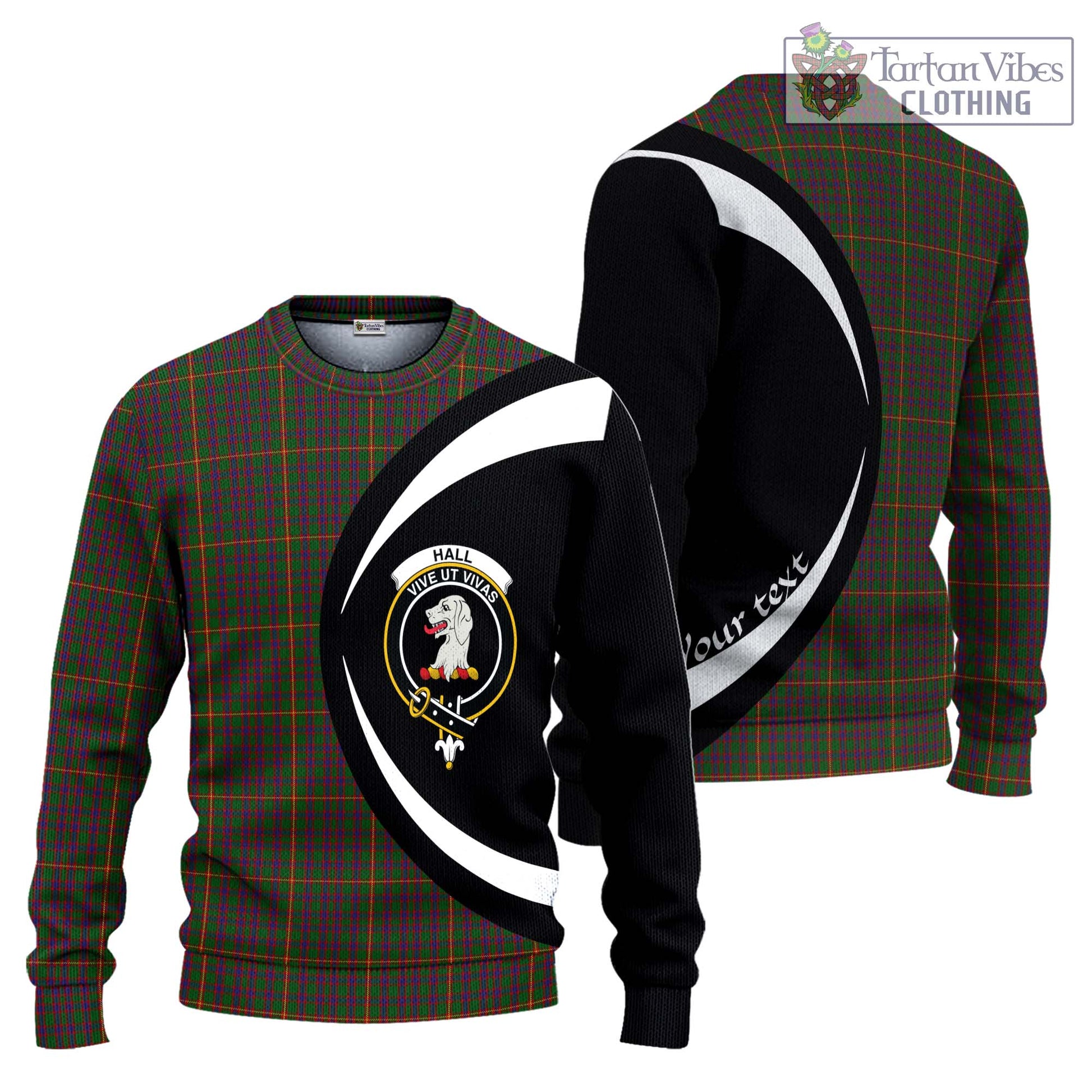 Hall Tartan Ugly Sweater with Family Crest Circle Style Unisex - Tartan Vibes Clothing