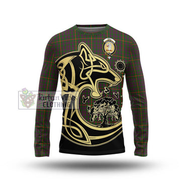 Hall Tartan Long Sleeve T-Shirt with Family Crest Celtic Wolf Style