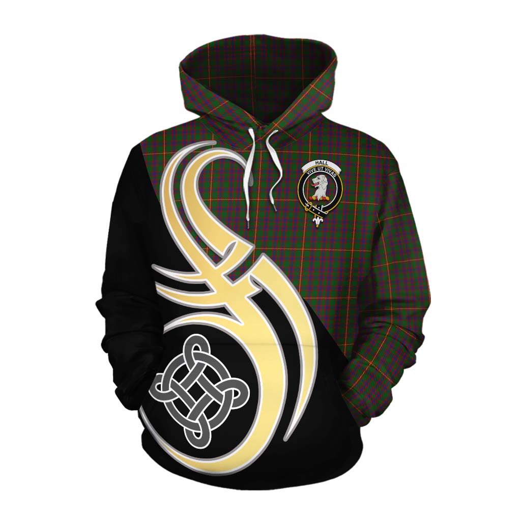 Tartan Vibes Clothing Hall Tartan Cotton Hoodie with Family Crest and Celtic Symbol Style