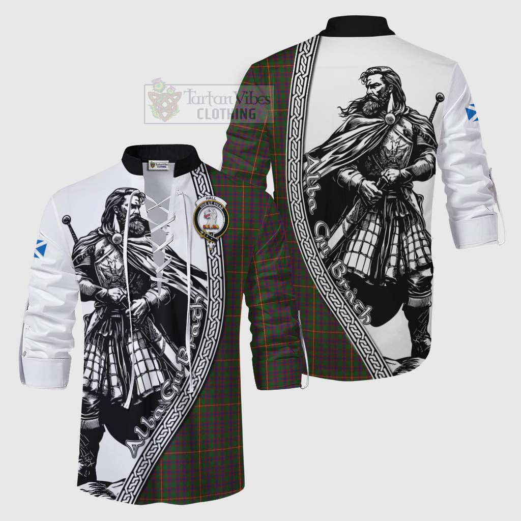 Tartan Vibes Clothing Hall Tartan Clan Crest Ghillie Kilt Shirt with Highlander Warrior Celtic Style