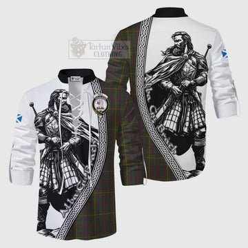 Hall Tartan Clan Crest Ghillie Kilt Shirt with Highlander Warrior Celtic Style