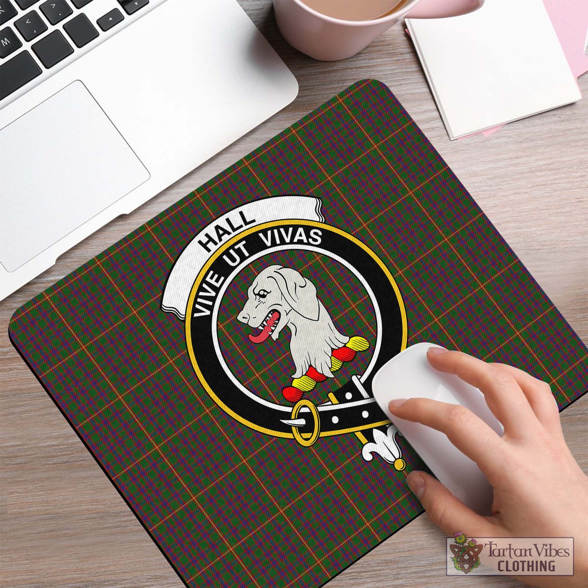 Tartan Vibes Clothing Hall Tartan Mouse Pad with Family Crest