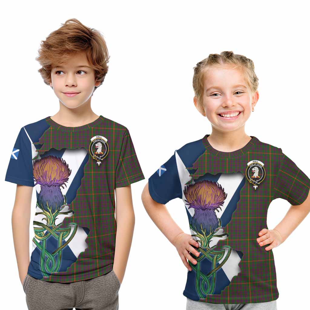 Hall Tartan Family Crest Kid T-Shirt Scottish Thistle Celtic Inspired Youth XL Size14 - Tartan Vibes Clothing