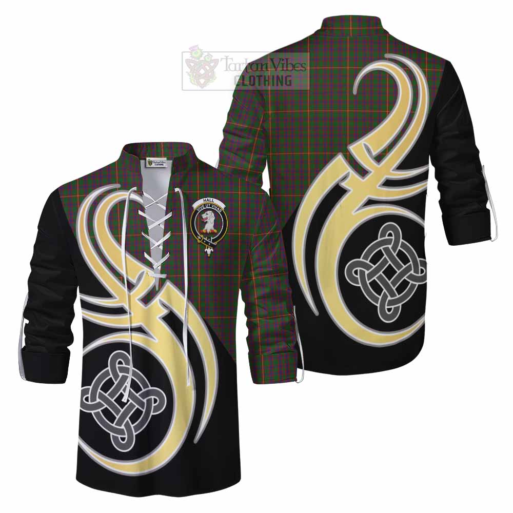 Tartan Vibes Clothing Hall Tartan Ghillie Kilt Shirt with Family Crest and Celtic Symbol Style