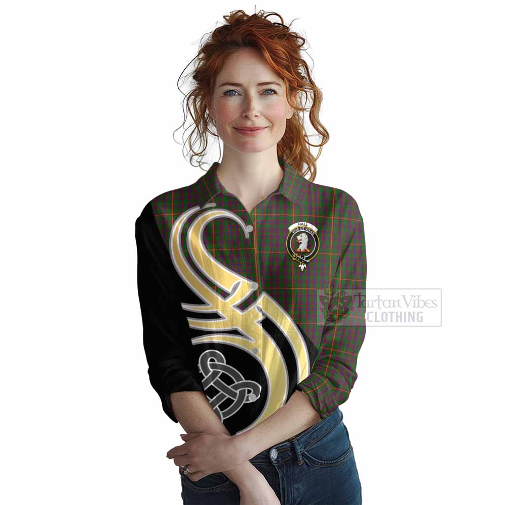 Tartan Vibes Clothing Hall Tartan Women's Casual Shirt with Family Crest and Celtic Symbol Style