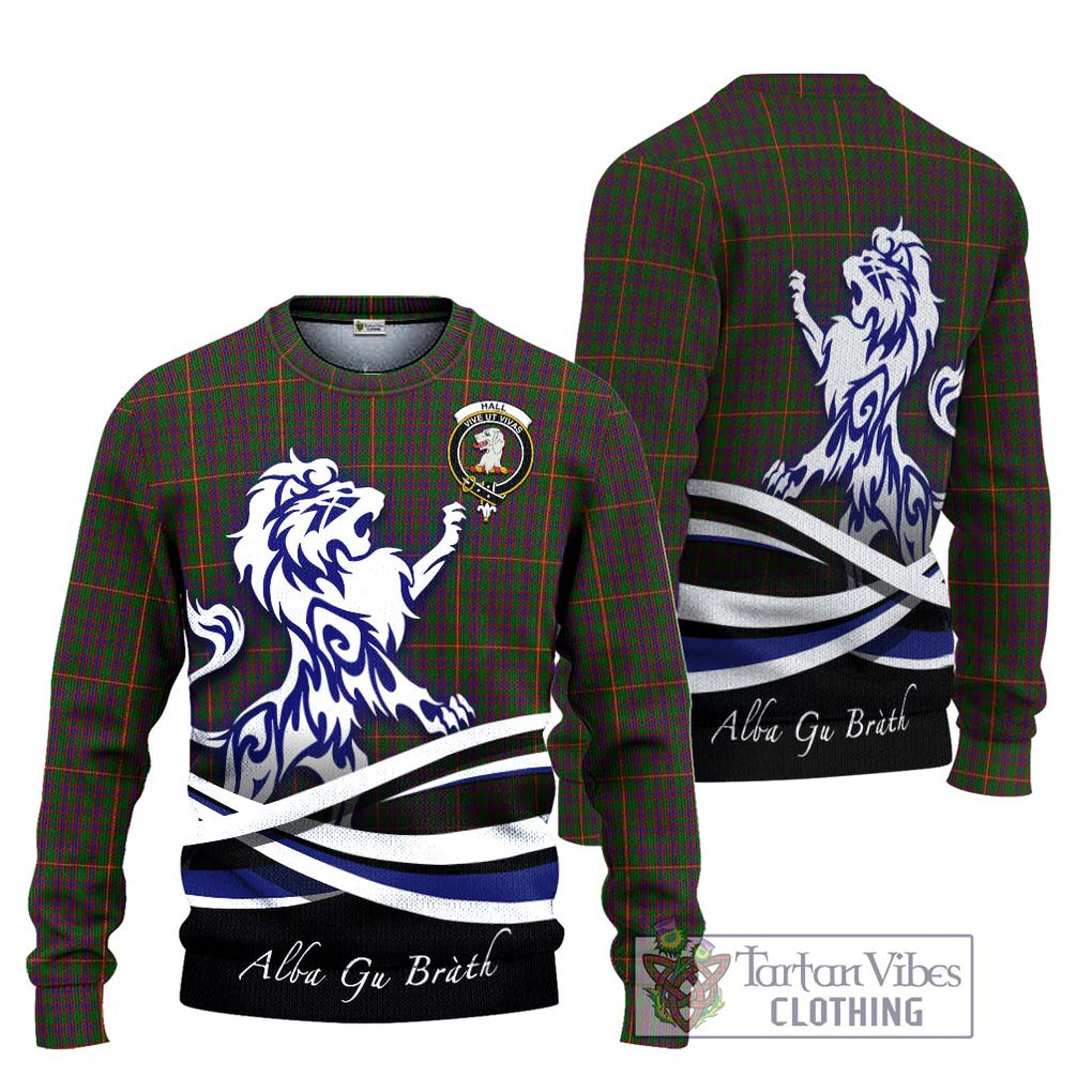 Hall Tartan Knitted Sweater with Alba Gu Brath Regal Lion Emblem Unisex - Tartanvibesclothing Shop