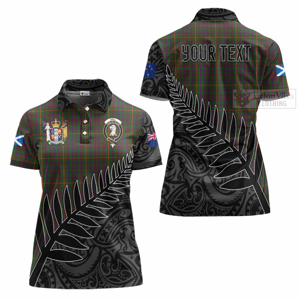 Tartan Vibes Clothing Hall Crest Tartan Women's Polo Shirt with New Zealand Silver Fern Half Style