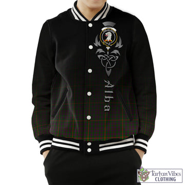 Hall Tartan Baseball Jacket Featuring Alba Gu Brath Family Crest Celtic Inspired