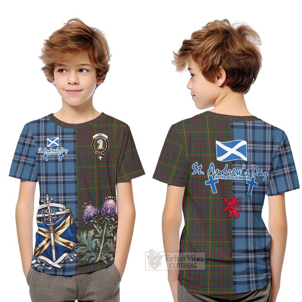 Tartan Vibes Clothing Hall Tartan Kid T-Shirt Happy St. Andrew's Day Half Tartan Style