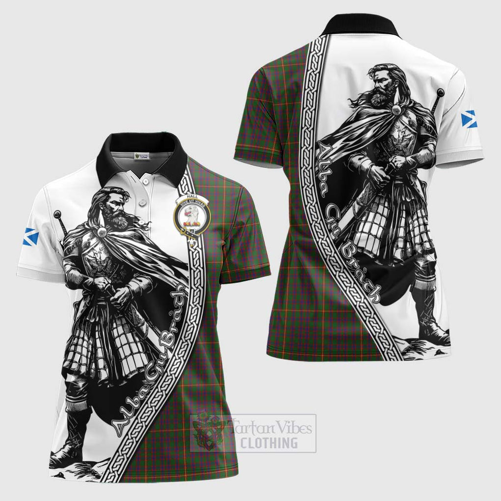 Tartan Vibes Clothing Hall Tartan Clan Crest Women's Polo Shirt with Highlander Warrior Celtic Style