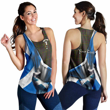 Hall Tartan Women's Racerback Tanks with Family Crest Scotland Patriotic Style