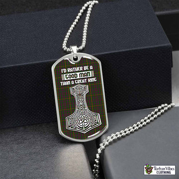 Hall Tartan Dog Tag Necklace Viking Mjolnir Style