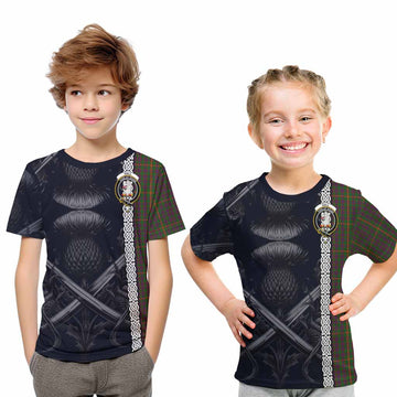 Hall Tartan Kid T-Shirt with Family Crest Cross Sword Thistle Celtic Vibes