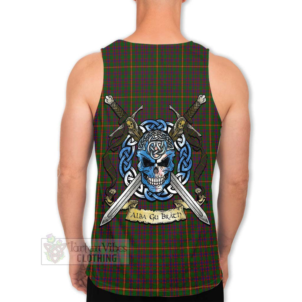 Tartan Vibes Clothing Hall Tartan Men's Tank Top with Family Crest Celtic Skull Style