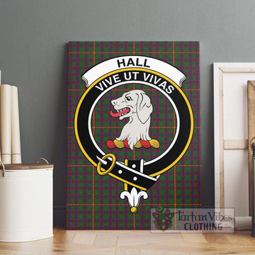 Hall Tartan Canvas Print Wall Art with Family Crest