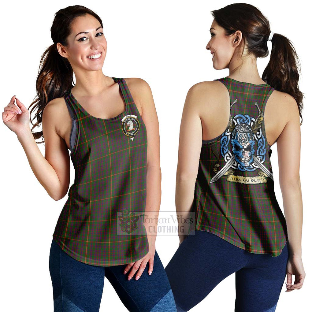 Tartan Vibes Clothing Hall Tartan Women's Racerback Tanks with Family Crest Celtic Skull Style