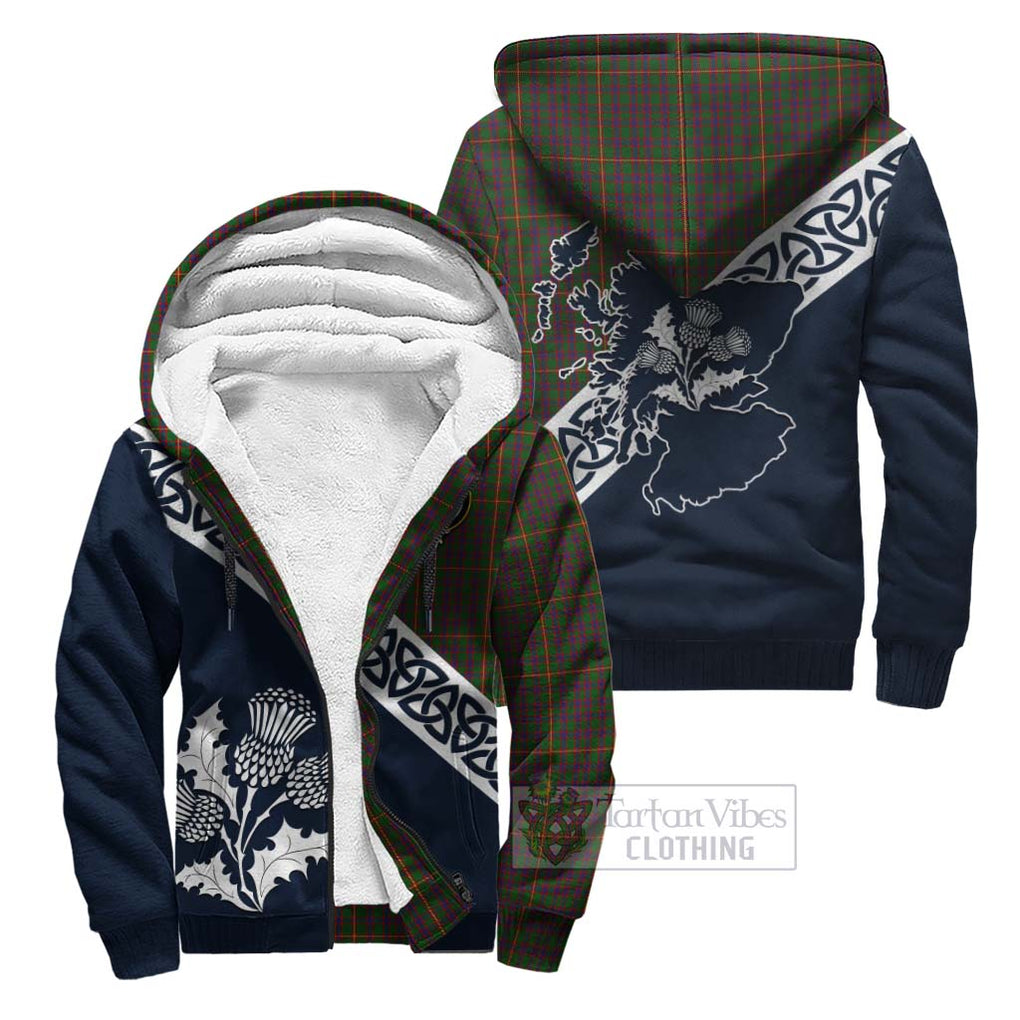 Tartan Vibes Clothing Hall Tartan Sherpa Hoodie Featuring Thistle and Scotland Map